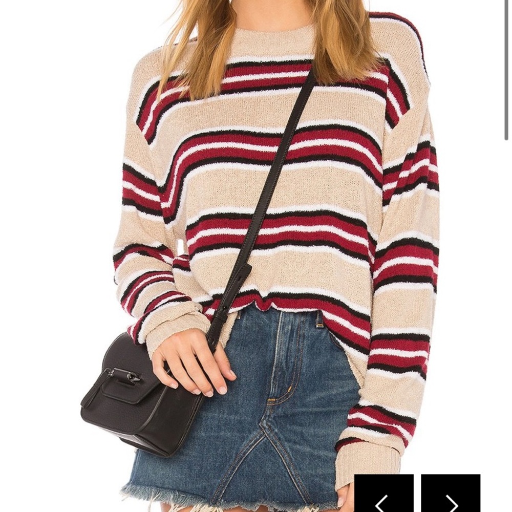 Tularosa Striped Crew Neck Sweater - Red, Black, Cream